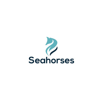 Modern simple design Sea horses ocean logo design