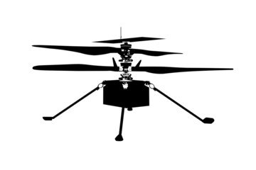 Mars helicopter Ingenuity logo in black and white colors. First helicopter on mars concept. Vector illustration.