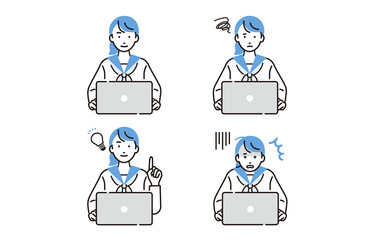 パソコンを操作する中学生の女の子