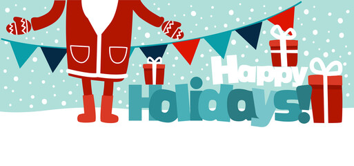 Funny Santa Claus with presents 