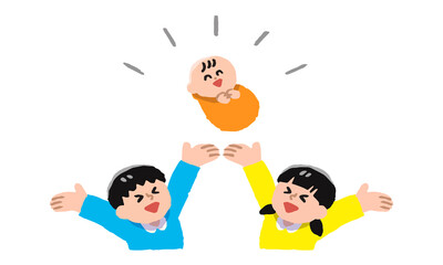 赤ちゃんと喜ぶ子供