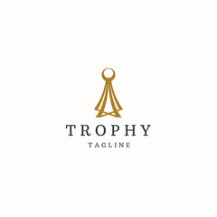 Trophy logo icon design template flat vector illustration