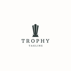 Trophy logo icon design template flat vector illustration