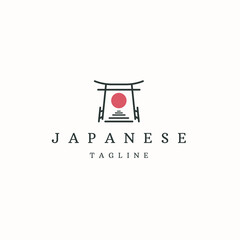 Torii gate japan logo icon design template flat vector