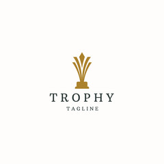 Trophy logo icon design template flat vector illustration