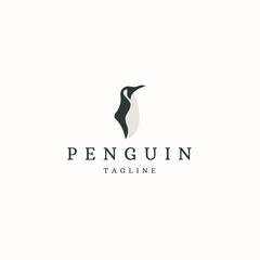 Penguin animal logo icon design template flat vector illustration