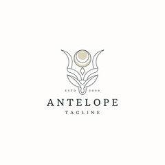 Antelope animal logo icon design template flat vector illustration