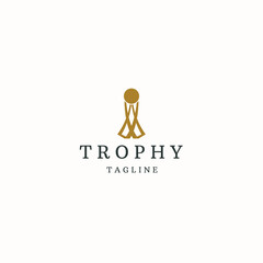 Trophy logo icon design template flat vector illustration