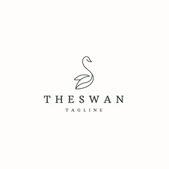 Swan line style logo icon design template flat vector