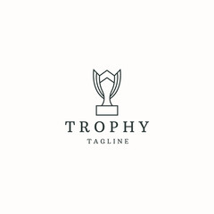 Trophy logo icon design template flat vector illustration