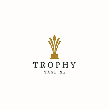 Trophy Logo Icon Design Template Flat Vector Illustration