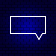 Naklejka premium Neon Spech Bubble Banner on Dark Empty Grunge Brick Background.