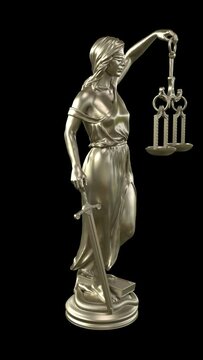 Femida silver statue rotating - 3d render looped with alpha channel. 