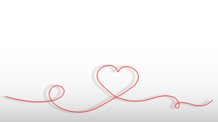 Red Linear Heart on White Background