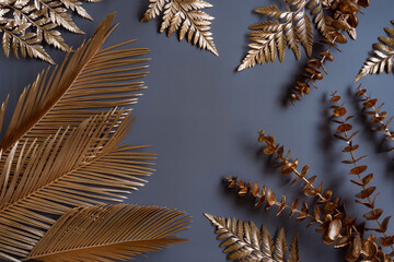 golden fern leaves on sky