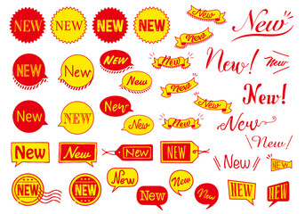 Obraz premium Red and yellow “NEW” label and badge set
