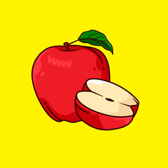red fresh apple fruit vector design