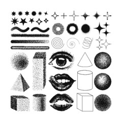 vector Memphis design elements. Retro graphics set , 80s design trends and vintage geometric element illustration. Collection of vector