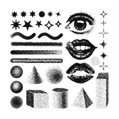 vector Memphis design elements. Retro graphics set , 80s design trends and vintage geometric element illustration. Collection of vector