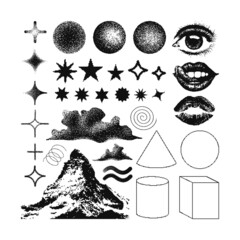 vector Memphis design elements. Retro graphics set , 80s design trends and vintage geometric element illustration. Collection of vector