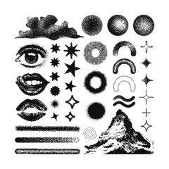 vector Memphis design elements. Retro graphics set , 80s design trends and vintage geometric element illustration. Collection of vector