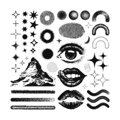 vector Memphis design elements. Retro graphics set , 80s design trends and vintage geometric element illustration. Collection of vector