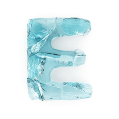 Ice letter E on white background