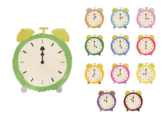 Cute alarm clock illustration set
