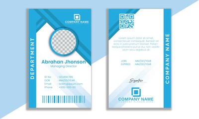 Light and dark sky blue abstract creative modern shapes id card design template