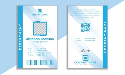 Light blue and white abstract shapes professional creative modern id card design template