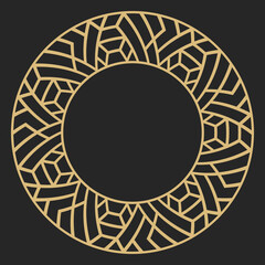 Circular decorative gold frame.