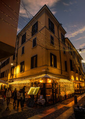 Fototapeta na wymiar Milan Brera House Christmas Holidays Fairy Lights Alley 