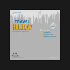 Travel holiday instagram post and social media post template