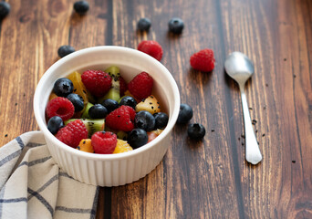 fruit salad with berry and kiwi
