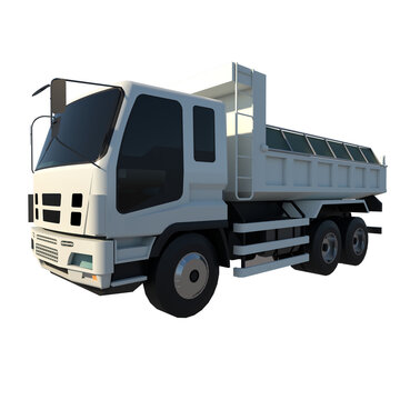 Cargo Truck 1- Front view white background 3D Rendering Ilustracion 3D	