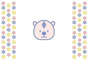 2022年令和4年の日本の年賀状。寅年で寅のシンプルなイラスト素材。