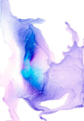 Fototapeta premium Romantic light seascape in blue-lilac gradient. Graceful volumetric water splash with wavy texture. Trendy abstract aerial pattern in fluid art technique. Mystical galaxy wallpaper for stylish design.