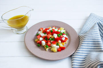 Healthy colored food chameleon salad.