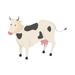 Isometric Cow Countryside Composition
