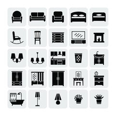 Home Furniture and Interior icons set