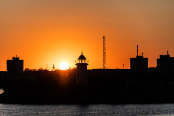 The old Lighthouse of Mangalia in sunset (Farul Genovez - Mangalia), Romania.
