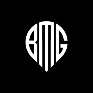 BMG letter logo design on black background. 
BMG circle letter logo design with ellipse shape.
BMG creative initials letter logo concept.BMG logo vector. 