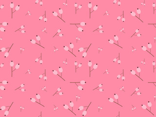 flower cartoon character seamless pattern on pink background