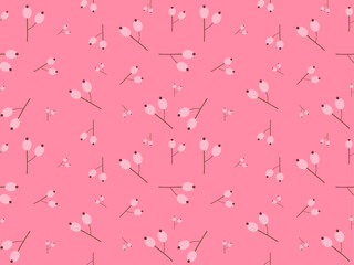 flower cartoon character seamless pattern on pink background