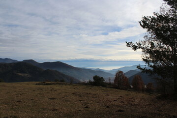Naklejka premium Mountain landscape of The Pyrenees near the small town of Ripoll, Catalonia, Spain, Europe