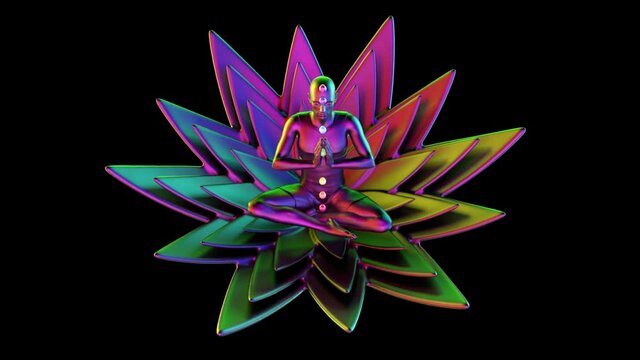 Meditation in Lotus Pose – 3d render looped with alpha channel.