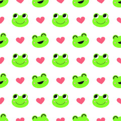 Illustration of happy frogs. seamless pattern. can be used for wallpaper, wrapping paper, clothes pattern, pattern fill, fabric, textile, background, apparel, nursery interior, birthday card