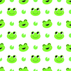 Illustration of happy frogs. seamless pattern. can be used for wallpaper, wrapping paper, clothes pattern, pattern fill, fabric, textile, background, apparel, nursery interior, birthday card
