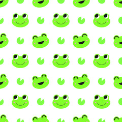 Obraz premium Illustration of happy frogs. seamless pattern. can be used for wallpaper, wrapping paper, clothes pattern, pattern fill, fabric, textile, background, apparel, nursery interior, birthday card