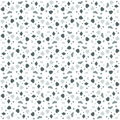 Monochrome terrazzo tile seamless pattern. Vector illustration of abstract geometric shapes freefrom 